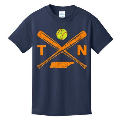 Tennessee Softball Bats & Ball Retro Style Softball Player Kids T-Shirt