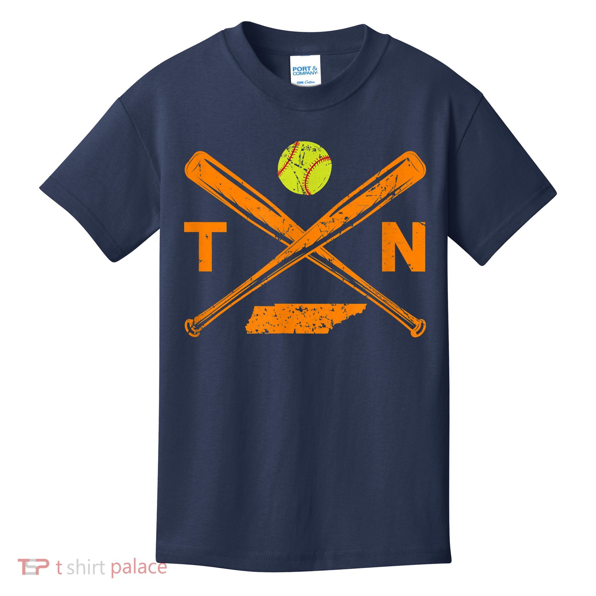 Tennessee Softball Bats & Ball Retro Style Softball Player Kids T-Shirt