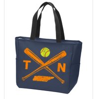 Tennessee Softball Bats & Ball Retro Style Softball Player Zip Tote Bag