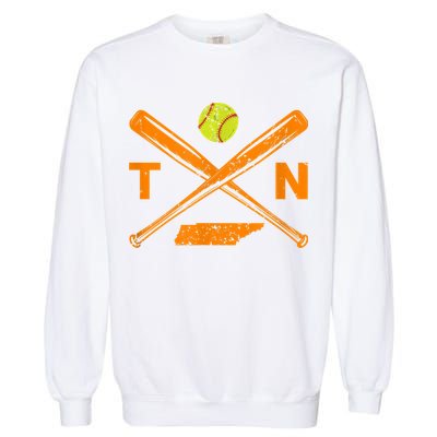 Tennessee Softball Bats & Ball Retro Style Softball Player Garment-Dyed Sweatshirt