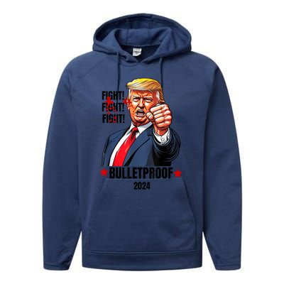 Trump Shot Bulletproof Bloody Ear Bleeding Butler Pa Trump Performance Fleece Hoodie