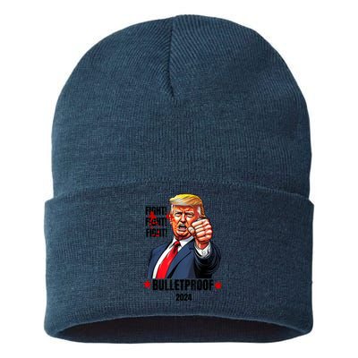 Trump Shot Bulletproof Bloody Ear Bleeding Butler Pa Trump Sustainable Knit Beanie