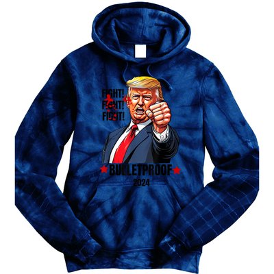 Trump Shot Bulletproof Bloody Ear Bleeding Butler Pa Trump Tie Dye Hoodie