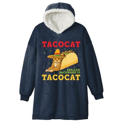 Tacocat Spelled Backwards Tacos And Cats Cinco De Mayo Cat Hooded Wearable Blanket