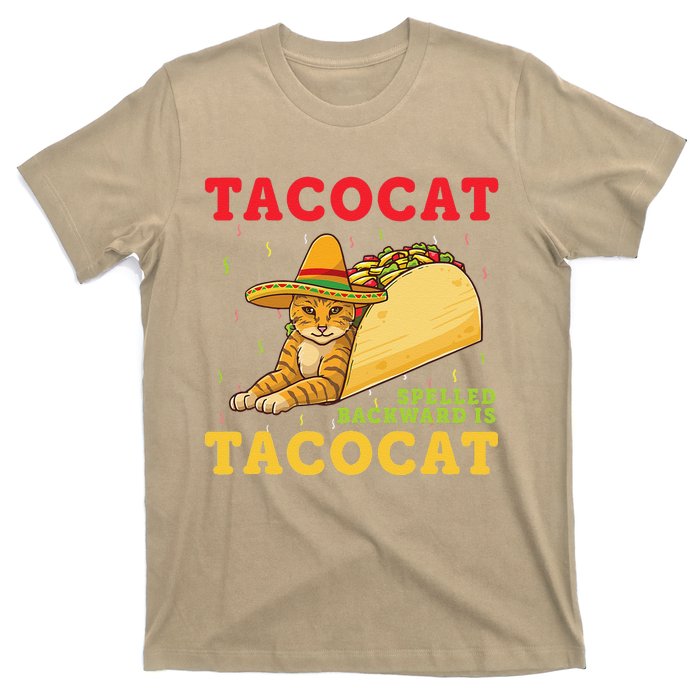 Tacocat Spelled Backwards Tacos And Cats Cinco De Mayo Cat T-Shirt