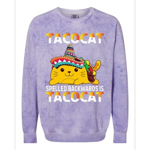 Tacocat Spelled Backward Is Tacocat Taco Cat Colorblast Crewneck Sweatshirt