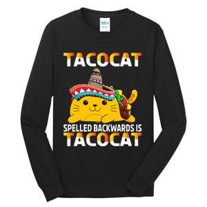 Tacocat Spelled Backward Is Tacocat Taco Cat Tall Long Sleeve T-Shirt