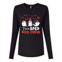 Team Sped Boo Crew Cute Ghost Halloween Costume Teacher Womens Cotton Relaxed Long Sleeve T-Shirt