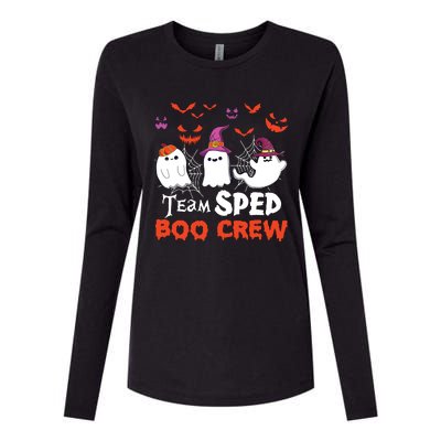 Team Sped Boo Crew Cute Ghost Halloween Costume Teacher Womens Cotton Relaxed Long Sleeve T-Shirt