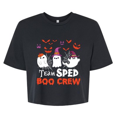 Team Sped Boo Crew Cute Ghost Halloween Costume Teacher Bella+Canvas Jersey Crop Tee