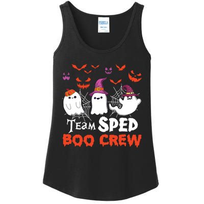 Team Sped Boo Crew Cute Ghost Halloween Costume Teacher Ladies Essential Tank