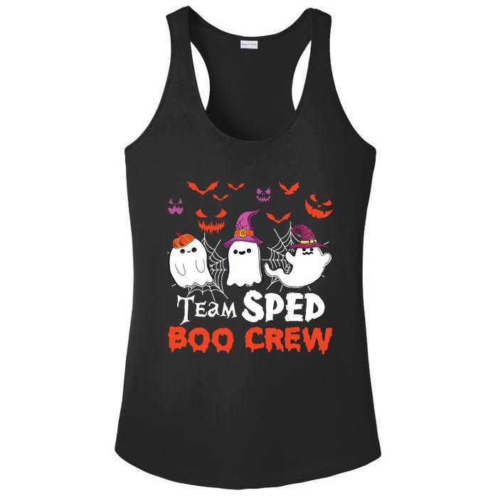 Team Sped Boo Crew Cute Ghost Halloween Costume Teacher Ladies PosiCharge Competitor Racerback Tank