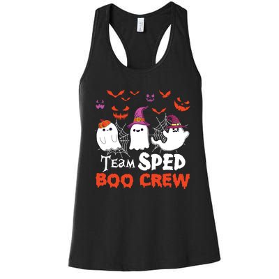 Team Sped Boo Crew Cute Ghost Halloween Costume Teacher Women's Racerback Tank