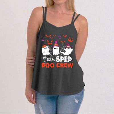 Team Sped Boo Crew Cute Ghost Halloween Costume Teacher Women's Strappy Tank