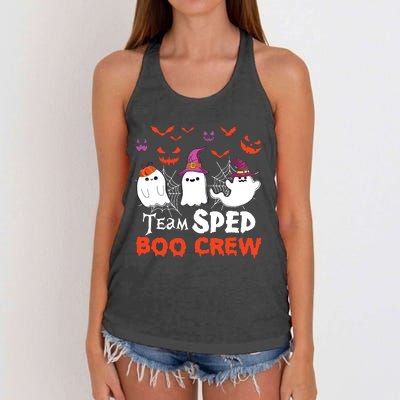 Team Sped Boo Crew Cute Ghost Halloween Costume Teacher Women's Knotted Racerback Tank