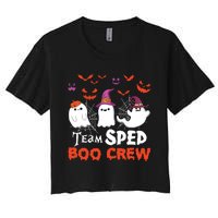 Team Sped Boo Crew Cute Ghost Halloween Costume Teacher Women's Crop Top Tee