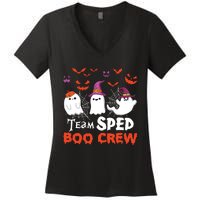 Team Sped Boo Crew Cute Ghost Halloween Costume Teacher Women's V-Neck T-Shirt