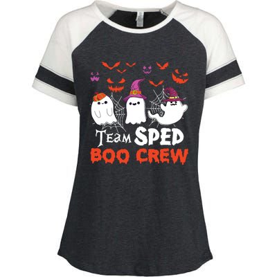 Team Sped Boo Crew Cute Ghost Halloween Costume Teacher Enza Ladies Jersey Colorblock Tee