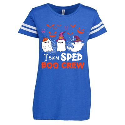 Team Sped Boo Crew Cute Ghost Halloween Costume Teacher Enza Ladies Jersey Football T-Shirt