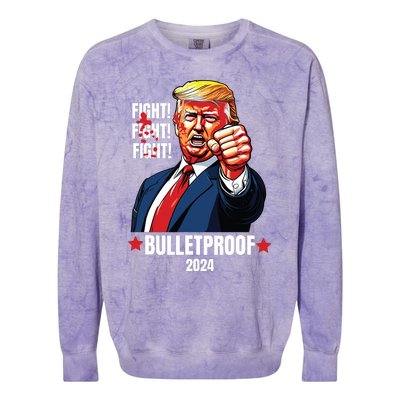 Trump Shot Bulletproof Bloody Ear Bleeding Butler Pa Trump Colorblast Crewneck Sweatshirt