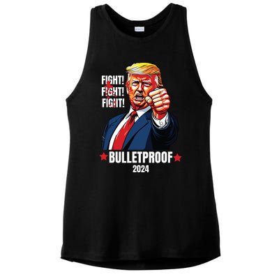 Trump Shot Bulletproof Bloody Ear Bleeding Butler Pa Trump Ladies PosiCharge Tri-Blend Wicking Tank