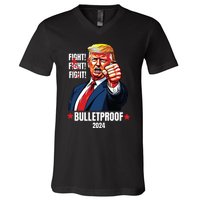 Trump Shot Bulletproof Bloody Ear Bleeding Butler Pa Trump V-Neck T-Shirt