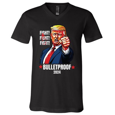 Trump Shot Bulletproof Bloody Ear Bleeding Butler Pa Trump V-Neck T-Shirt