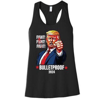 Trump Shot Bulletproof Bloody Ear Bleeding Butler Pa Trump Women's Racerback Tank