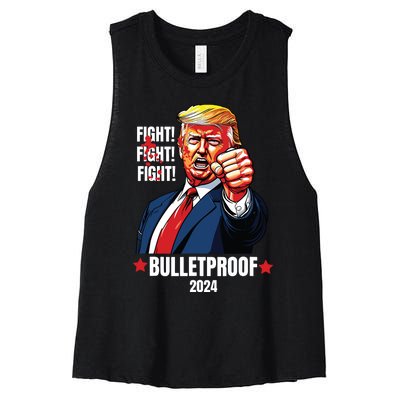 Trump Shot Bulletproof Bloody Ear Bleeding Butler Pa Trump Women's Racerback Cropped Tank