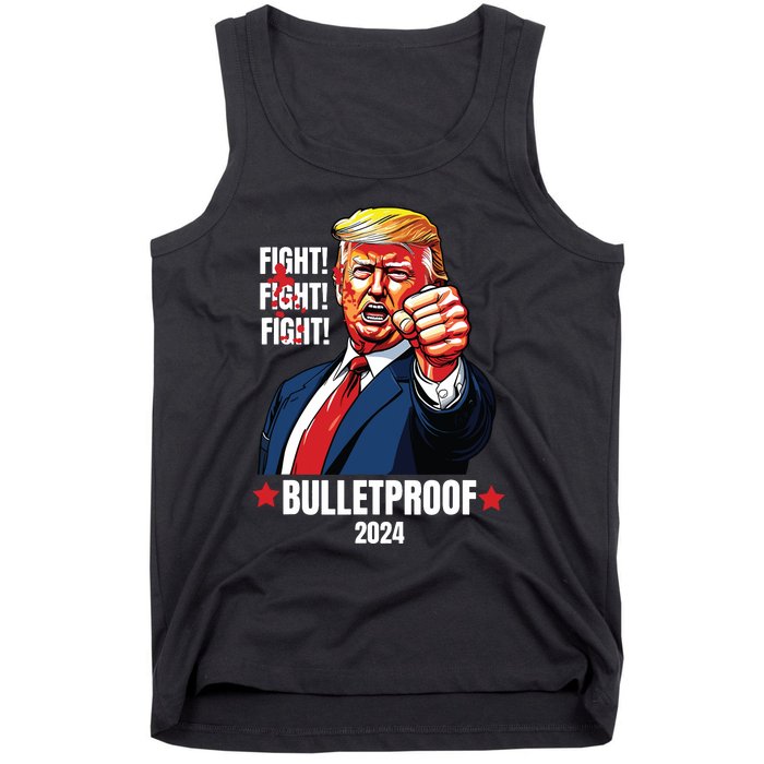 Trump Shot Bulletproof Bloody Ear Bleeding Butler Pa Trump Tank Top