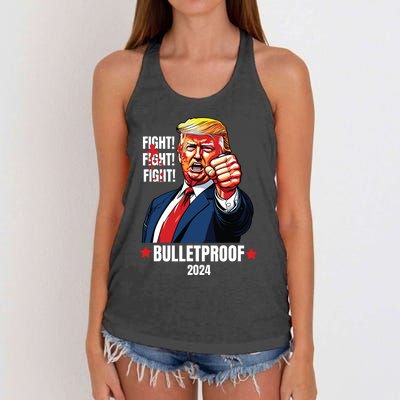 Trump Shot Bulletproof Bloody Ear Bleeding Butler Pa Trump Women's Knotted Racerback Tank