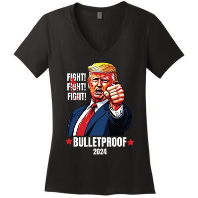 Trump Shot Bulletproof Bloody Ear Bleeding Butler Pa Trump Women's V-Neck T-Shirt