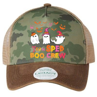 Team Sped Boo Crew Cute Ghost Halloween Costume Teacher Legacy Tie Dye Trucker Hat