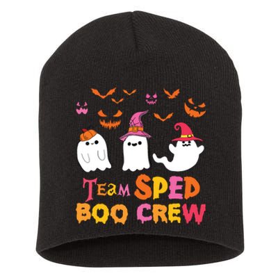 Team Sped Boo Crew Cute Ghost Halloween Costume Teacher Short Acrylic Beanie