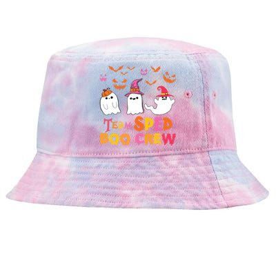 Team Sped Boo Crew Cute Ghost Halloween Costume Teacher Tie-Dyed Bucket Hat