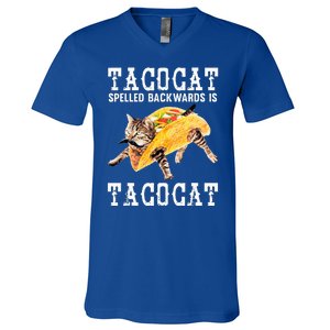 Tacocat Spelled Backward Is Taco Cat V-Neck T-Shirt