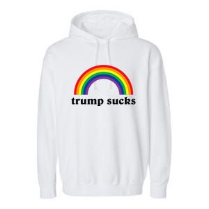 Trump Sucks Big Rainbow Anti Trump 2024 Election Lgbt Gay Garment-Dyed Fleece Hoodie