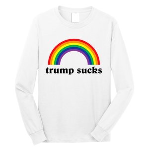 Trump Sucks Big Rainbow Anti Trump 2024 Election Lgbt Gay Long Sleeve Shirt