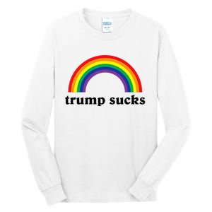 Trump Sucks Big Rainbow Anti Trump 2024 Election Lgbt Gay Tall Long Sleeve T-Shirt