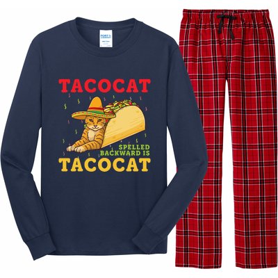 Tacocat Spelled Backwards Tacos And Cats Cinco De Mayo Cat Long Sleeve Pajama Set