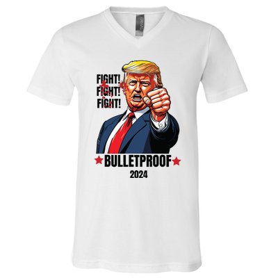 Trump Shot Bulletproof Bloody Ear Bleeding Butler Pa Trump V-Neck T-Shirt