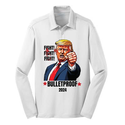 Trump Shot Bulletproof Bloody Ear Bleeding Butler Pa Trump Silk Touch Performance Long Sleeve Polo