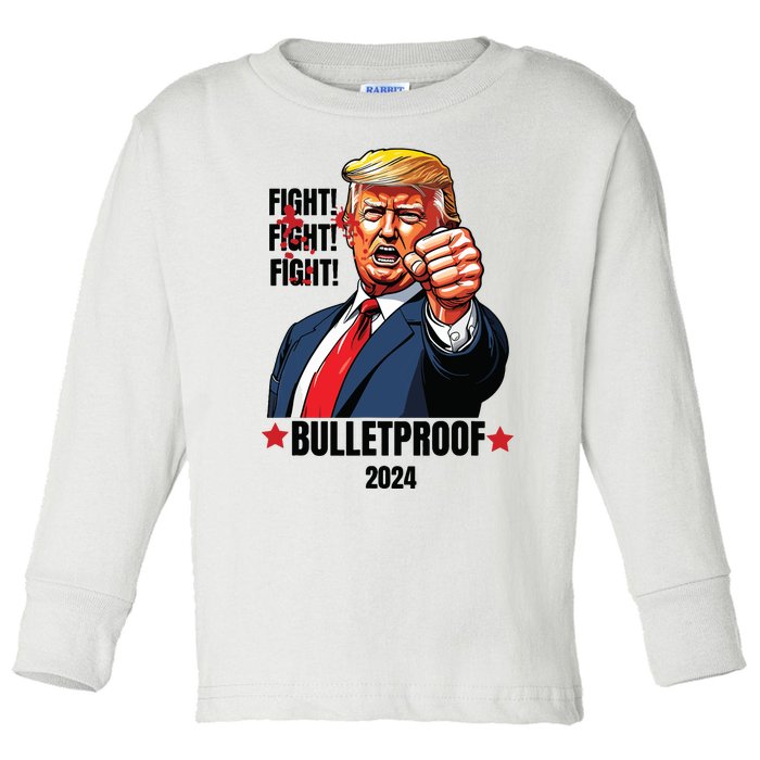 Trump Shot Bulletproof Bloody Ear Bleeding Butler Pa Trump Toddler Long Sleeve Shirt