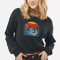 Turbo Snail Boost Racing Team Car Engine Steam Punk Style Cropped Pullover Crew