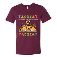 Tacocat Spelled Backward Is Tacocat Love Cat And Taco V-Neck T-Shirt