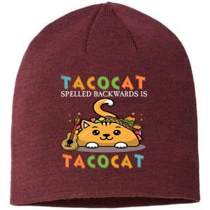 Tacocat Spelled Backward Is Tacocat Love Cat And Taco Sustainable Beanie