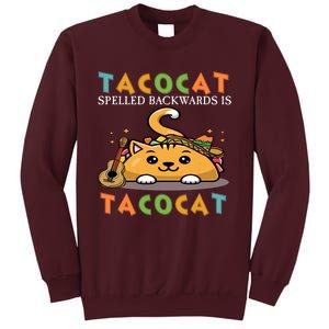 Tacocat Spelled Backward Is Tacocat Love Cat And Taco Tall Sweatshirt