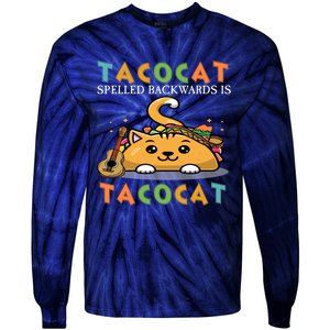 Tacocat Spelled Backward Is Tacocat Love Cat And Taco Tie-Dye Long Sleeve Shirt