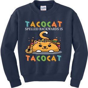 Tacocat Spelled Backward Is Tacocat Love Cat And Taco Kids Sweatshirt