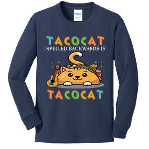 Tacocat Spelled Backward Is Tacocat Love Cat And Taco Kids Long Sleeve Shirt